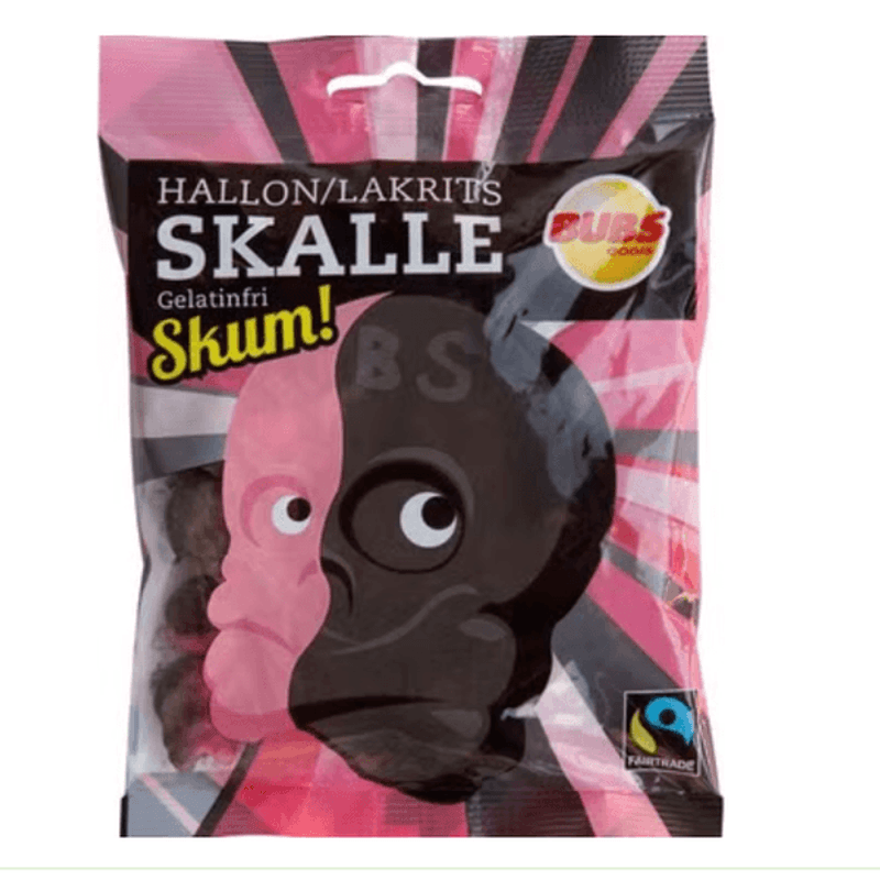 Bubs Skalle Bringebær/Lakris Skum 90g (EU)